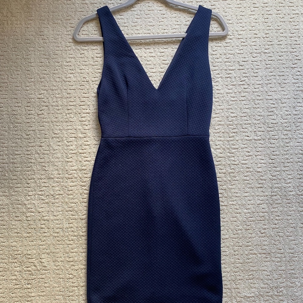 Alice + Olivia Navy V-Neck Dress